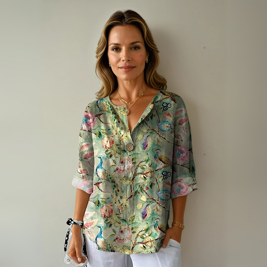 Dorothea | Women's Floral Print Blouse view 3