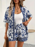 Belinda | Women's Floral Print Kimono Cardigan and Shorts Set