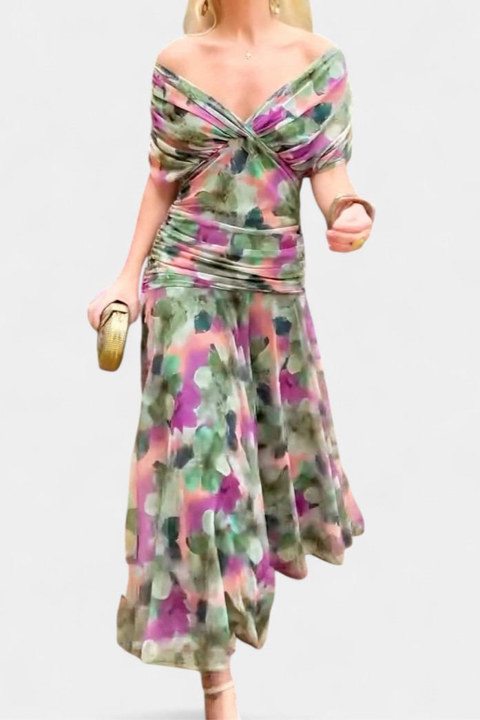 Vivo | Women's Floral Print Maxi Dress | Elegant Pleated Summer Evening Gown view 8