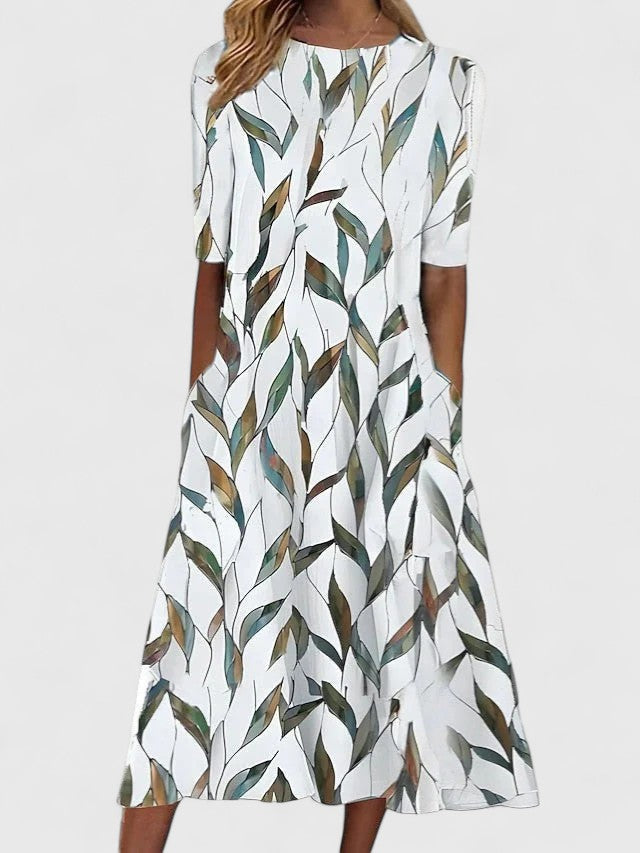 Lilly | Women's Floral Print Midi Dress | Elegant Plus Size Summer Dress view 2