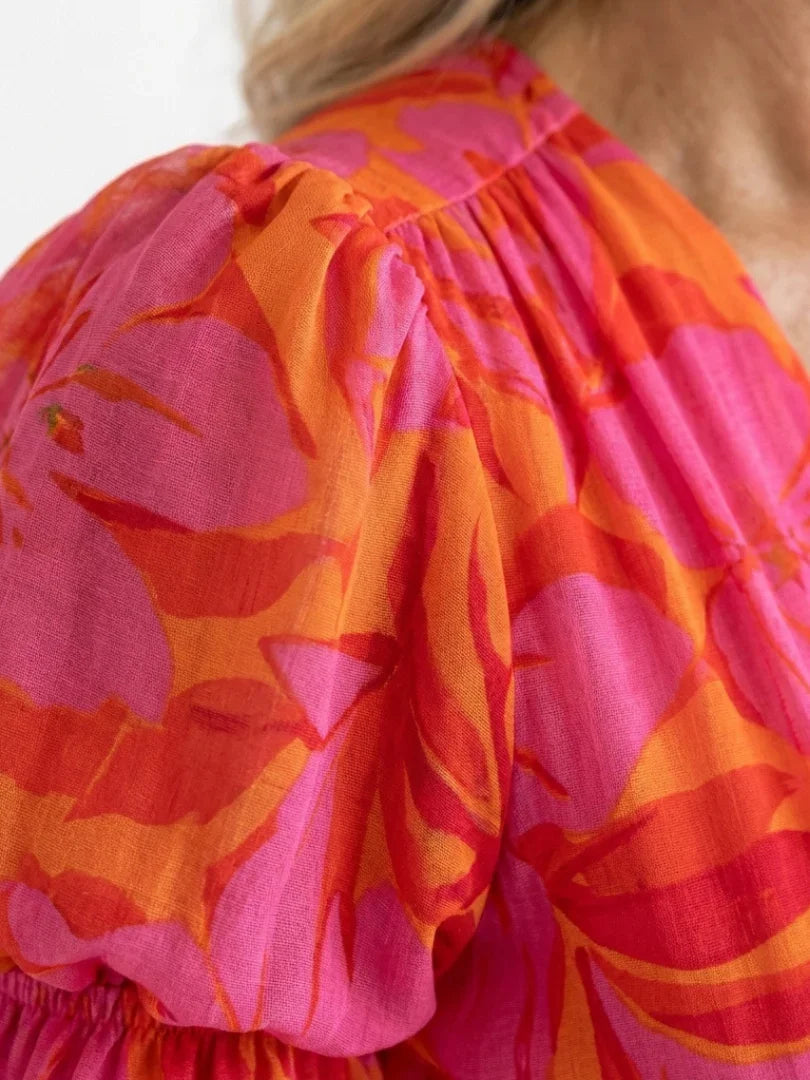 Griselda | Floral Puff Sleeve Midi Dress view 2