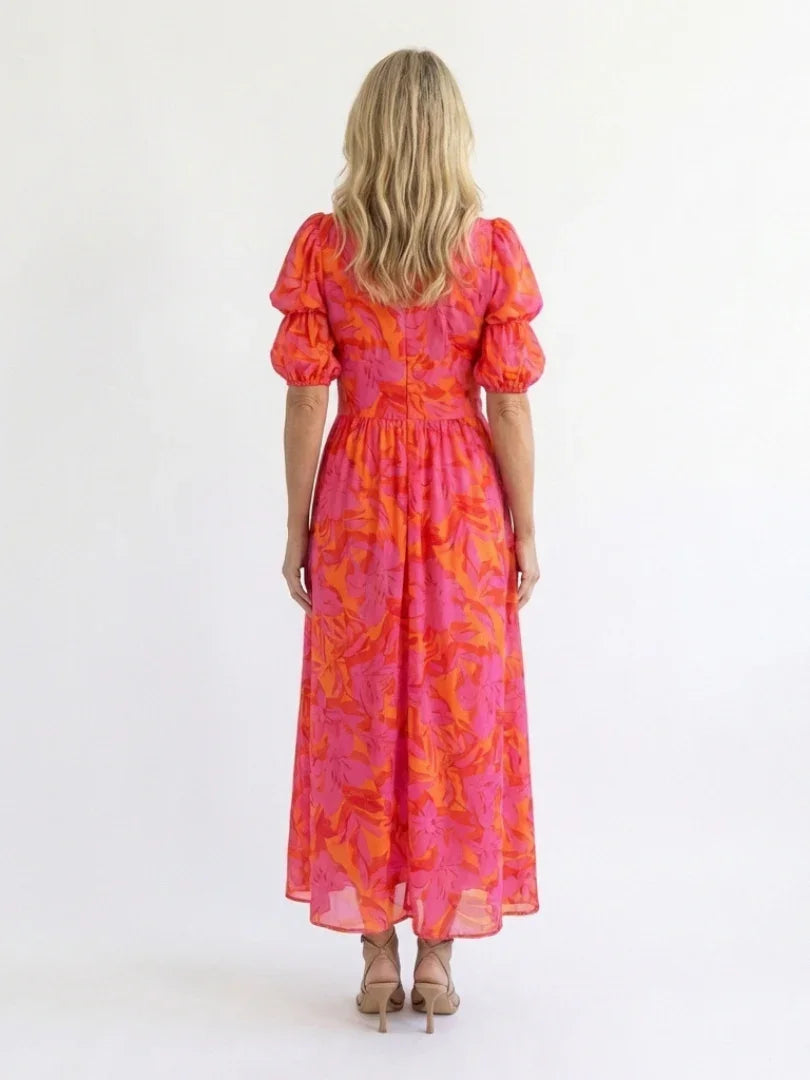 Griselda | Floral Puff Sleeve Midi Dress view 4