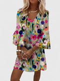 Simbi | Women's Floral Print Mini Dress | Elegant V-Neck Summer Dress | Plus Size Available
