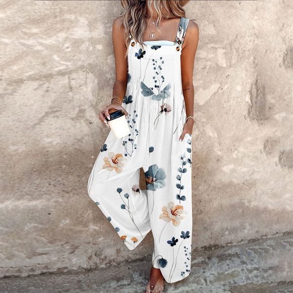 Clementine | Women's Floral Print Wide Leg Jumpsuit