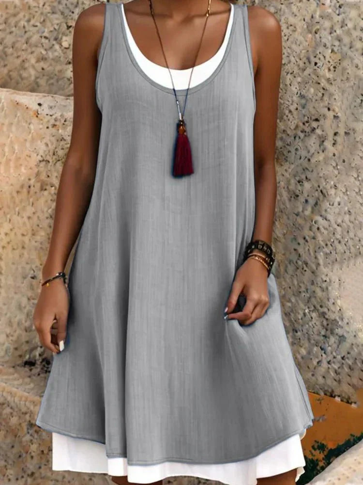 Florence | Women's Flowing Layered Mini Dress view 3