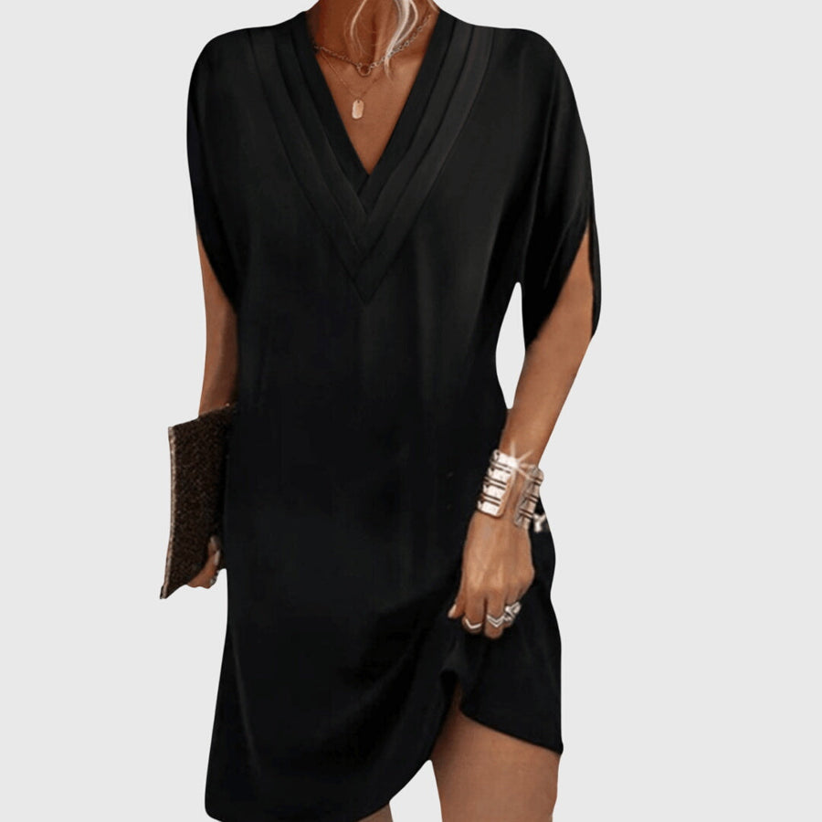 Fiona | Women's Flowy V-Neck Maxi Dress | Elegant Plus Size Summer Dress view 2