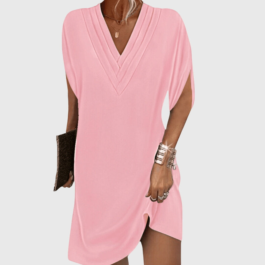 Fiona | Women's Flowy V-Neck Maxi Dress | Elegant Plus Size Summer Dress view 3