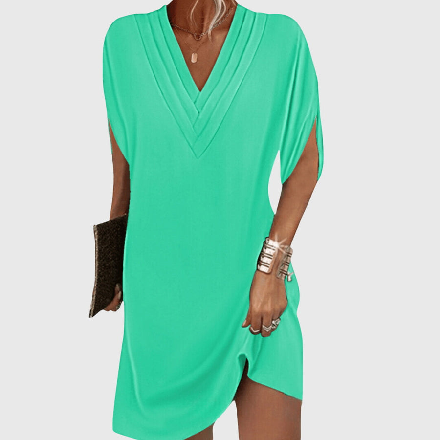 Fiona | Women's Flowy V-Neck Maxi Dress | Elegant Plus Size Summer Dress view 4