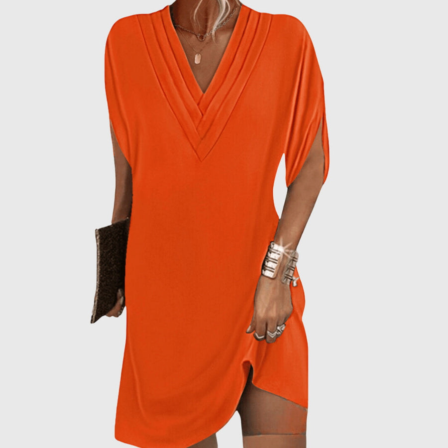 Fiona | Women's Flowy V-Neck Maxi Dress | Elegant Plus Size Summer Dress view 5