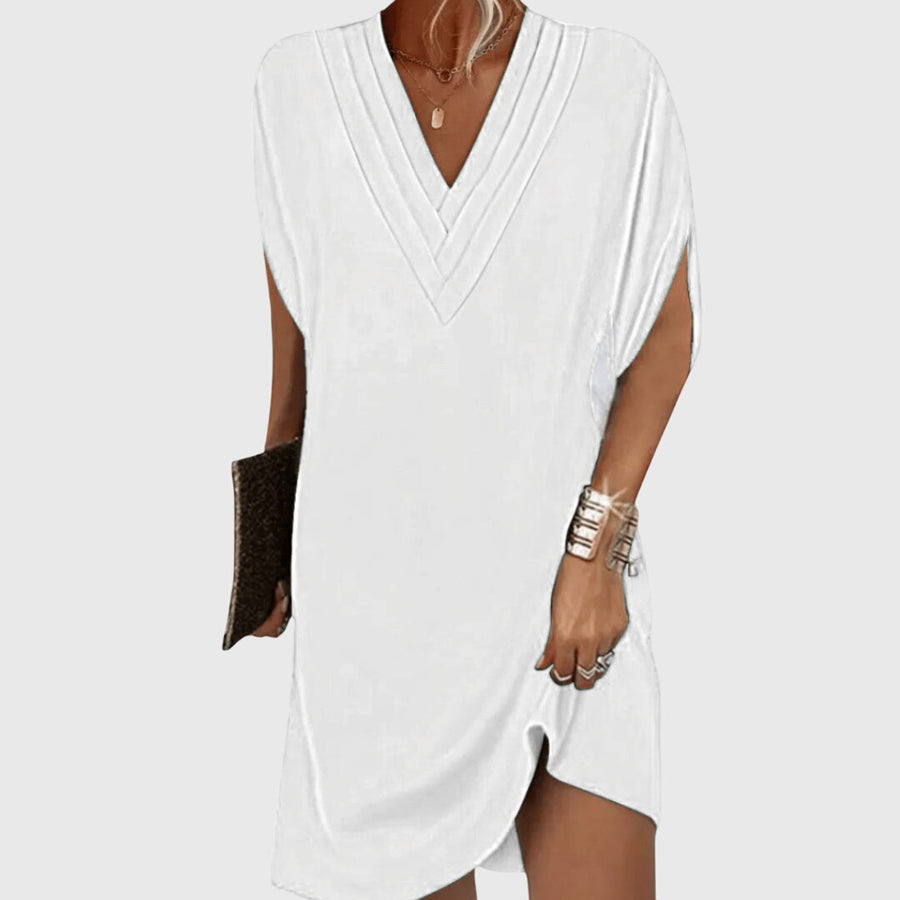 Fiona | Women's Flowy V-Neck Maxi Dress | Elegant Plus Size Summer Dress view 6
