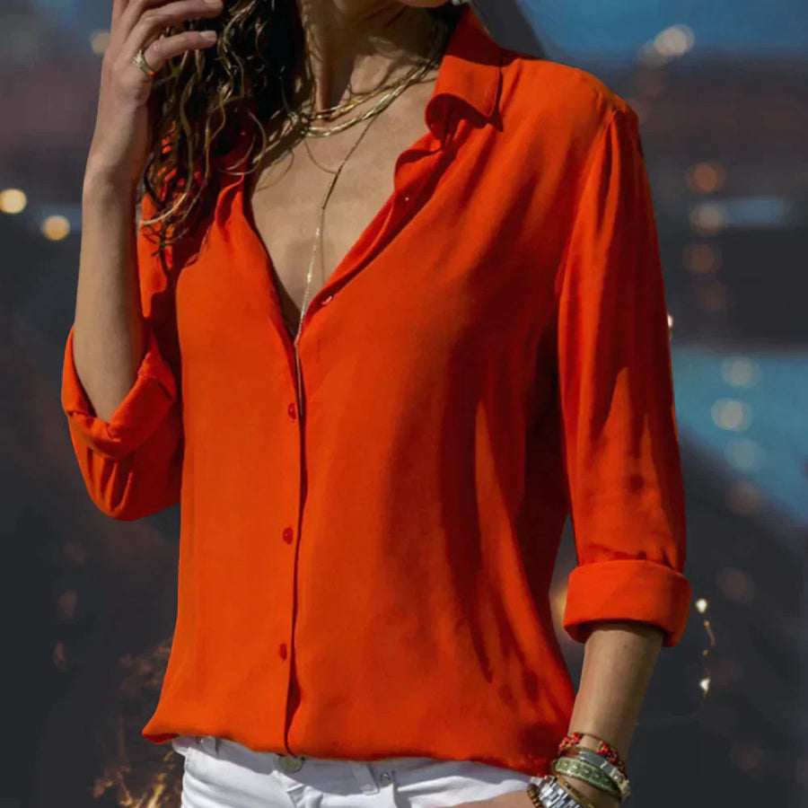 Fabienne | Fluid Satin Button-Down Blouse view 2