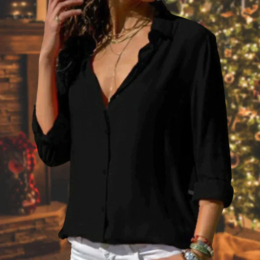 Fabienne | Fluid Satin Button-Down Blouse view 4
