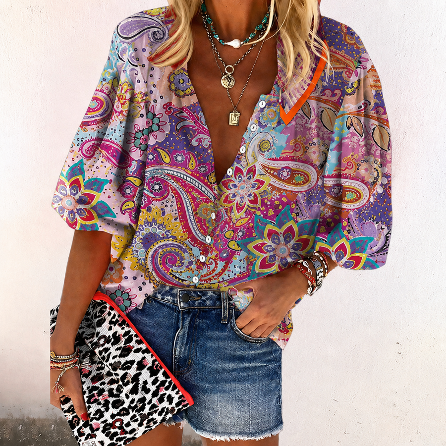 Bernice | Lightweight Boho Print Blouse view 2