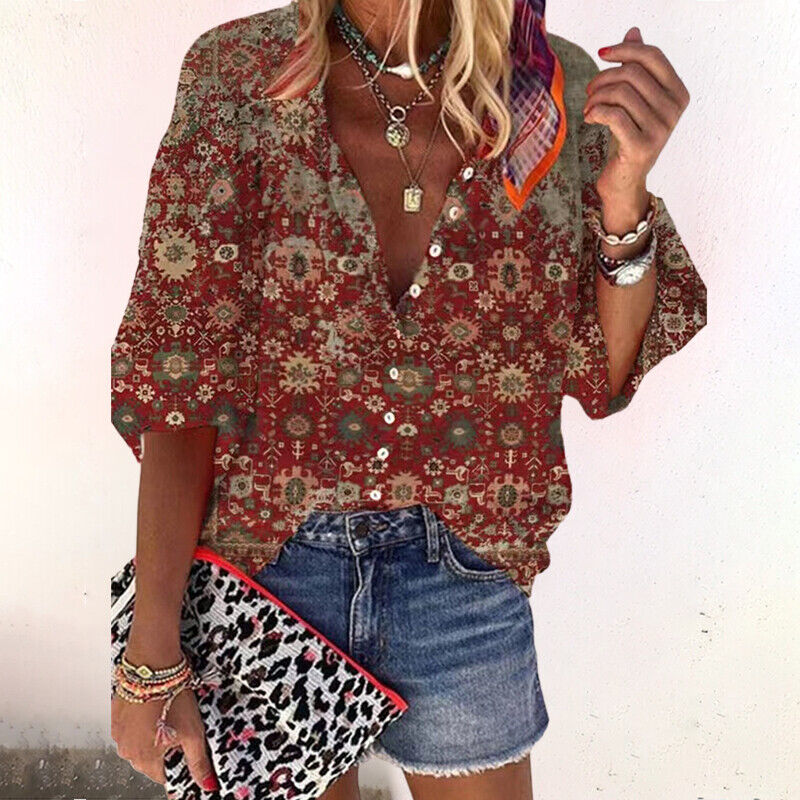 Bernice | Lightweight Boho Print Blouse view 4