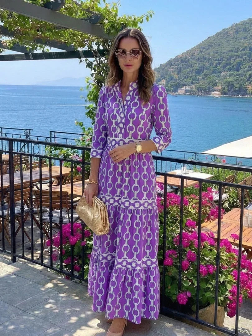 Ximena | Chain Print Midi Dress view 7