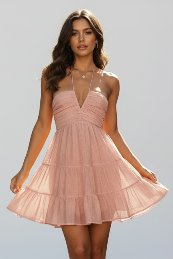 Catalina | Women's Lightweight Cotton Halter Mini Dress
