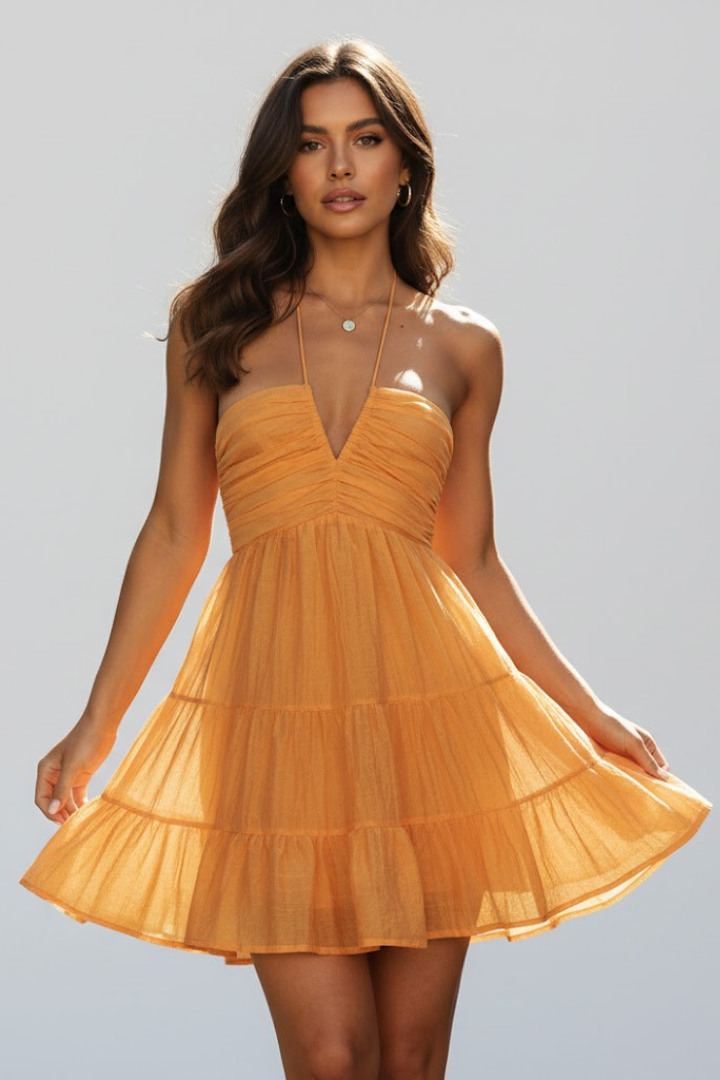 Catalina | Women's Lightweight Cotton Halter Mini Dress view 6