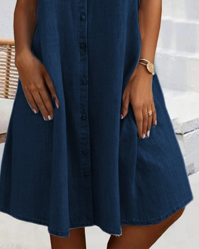 Oly | Women's Lightweight Denim Look Dress | Casual Elegant Summer Dress view 9