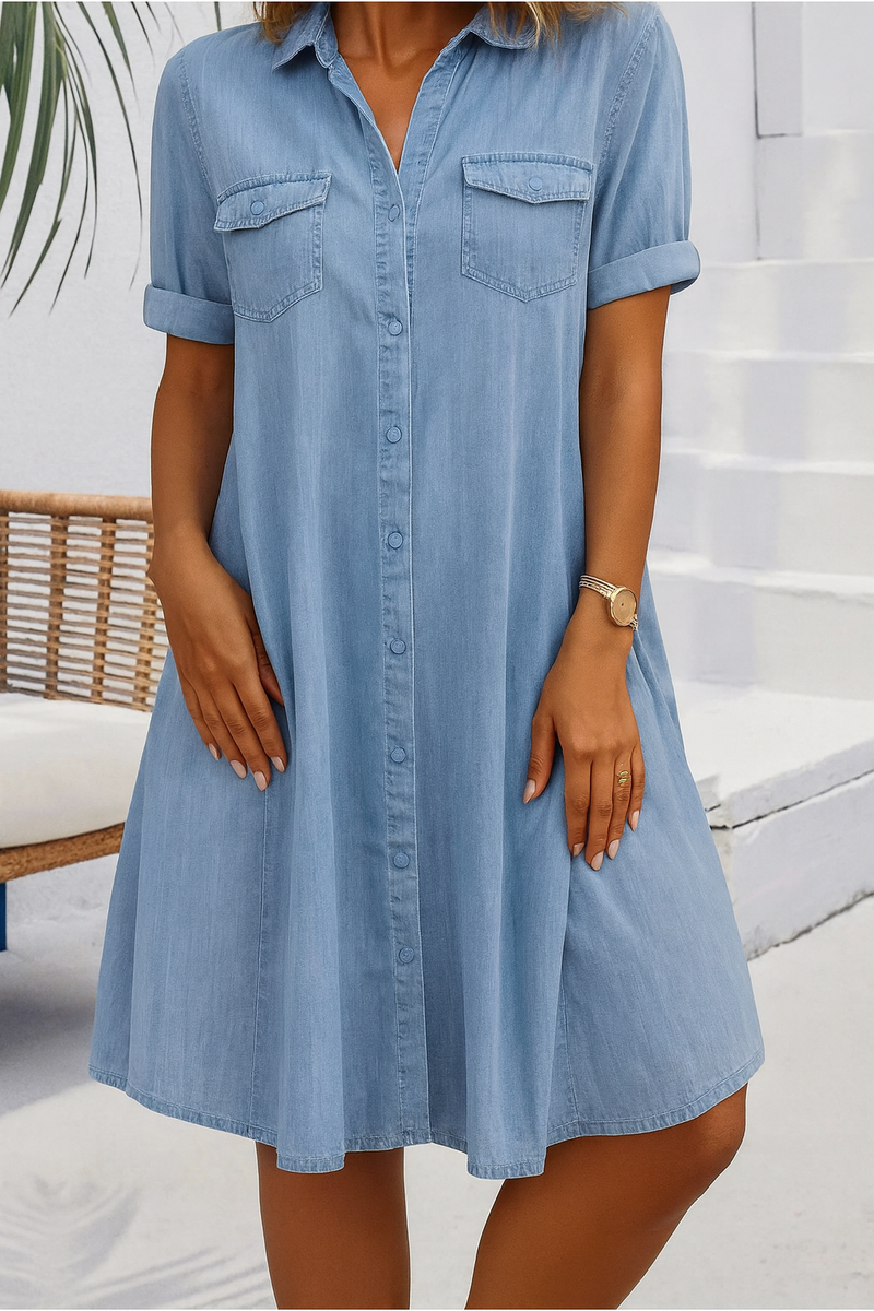 Honora | Denim-Look Button-Down Dress