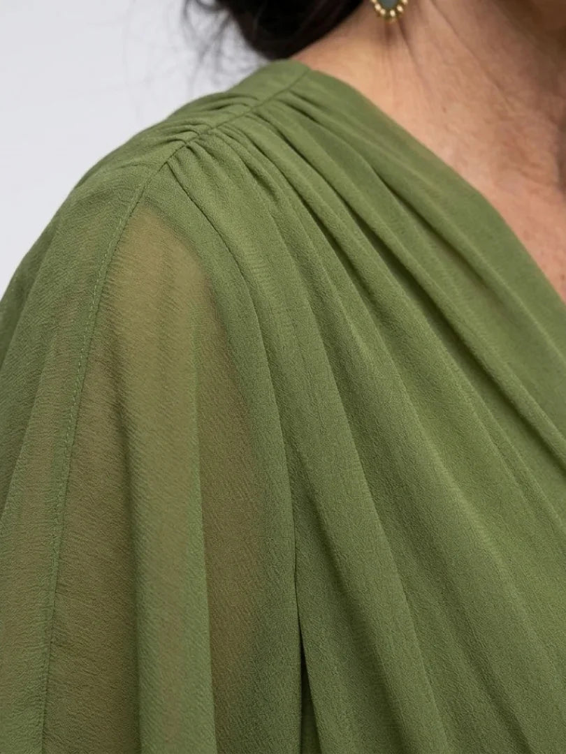 Vivienne | Draped Waist-Tie Midi Dress view 4