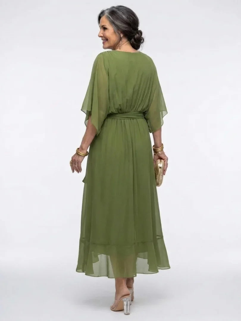 Vivienne | Draped Waist-Tie Midi Dress view 5