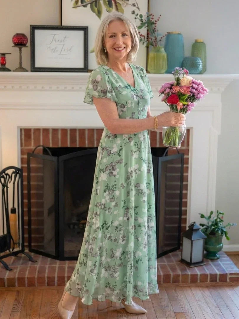 Tindra | Floral Chiffon Maxi Dress view 8