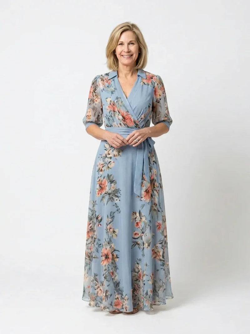 Perpetua | Floral Sheer-Sleeve Maxi Dress