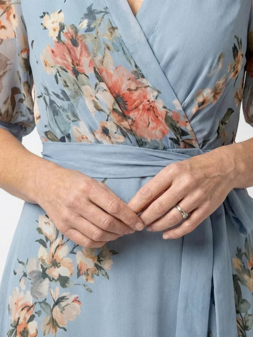 Perpetua | Floral Sheer-Sleeve Maxi Dress view 3