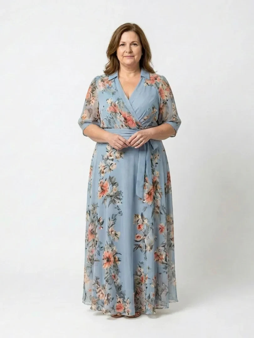 Perpetua | Floral Sheer-Sleeve Maxi Dress view 4
