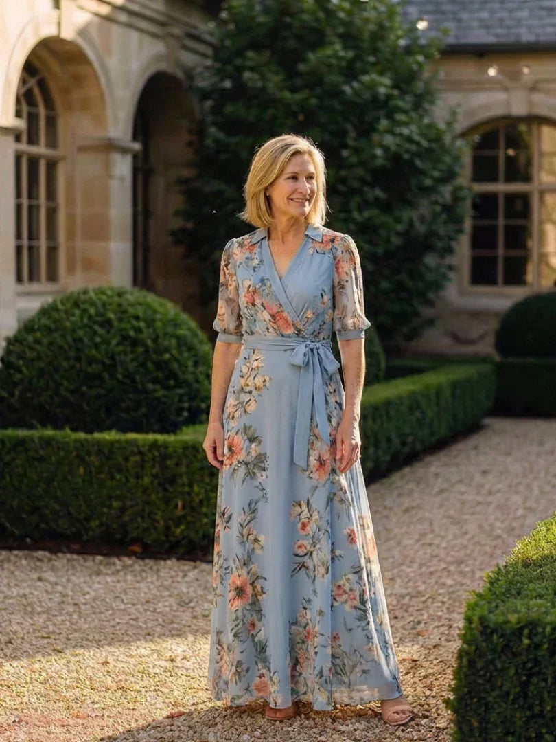 Perpetua | Floral Sheer-Sleeve Maxi Dress view 5