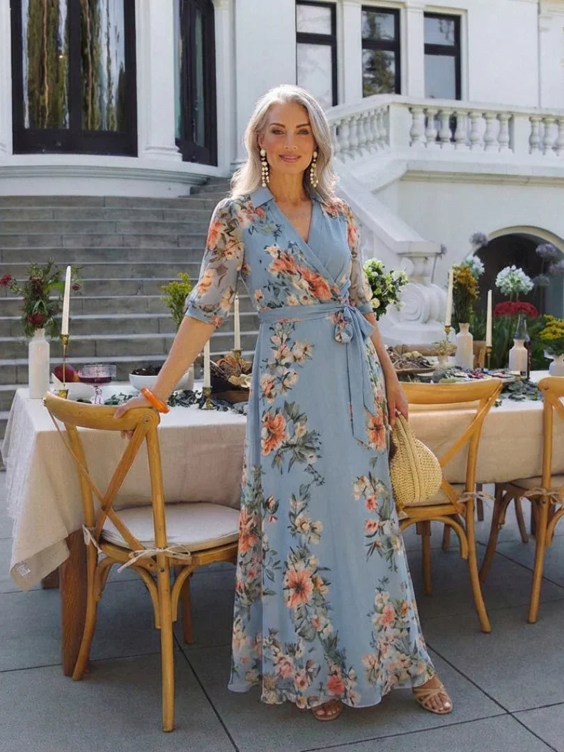 Perpetua | Floral Sheer-Sleeve Maxi Dress view 7