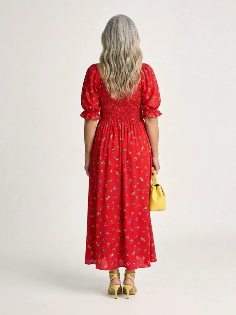 Zora | Floral Puff Sleeve Midi Dress view 4