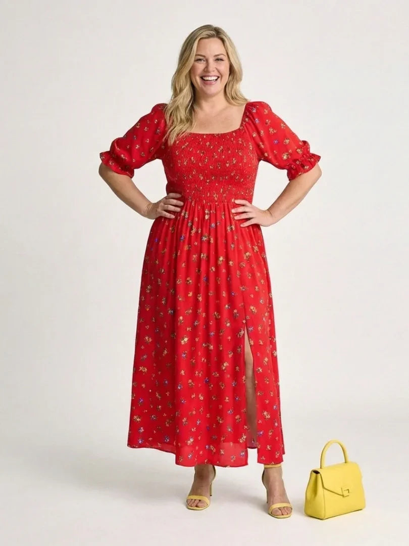 Zora | Floral Puff Sleeve Midi Dress view 5