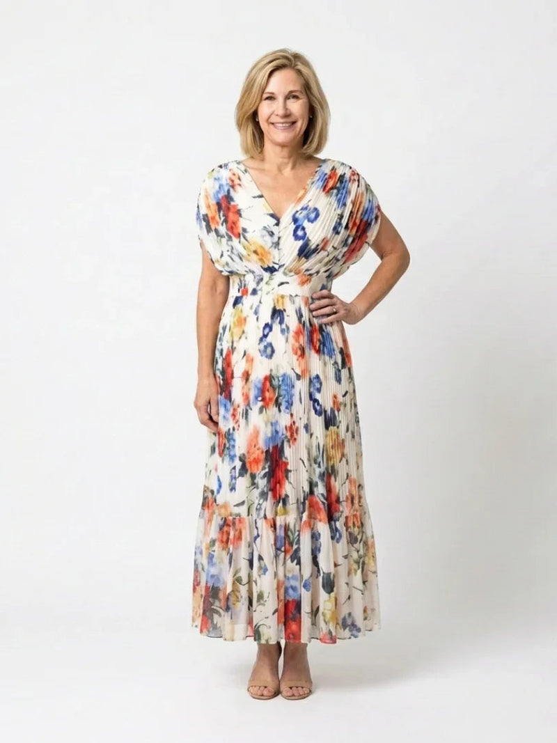 Quenby | Floral Pleated Midi Dress