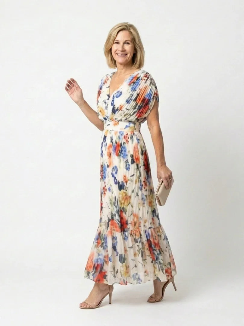 Quenby | Floral Pleated Midi Dress view 2