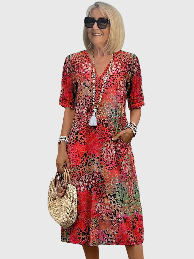 Alexi | Women's Lightweight Floral Midi Dress | Elegant Summer Cocktail Dress view 2