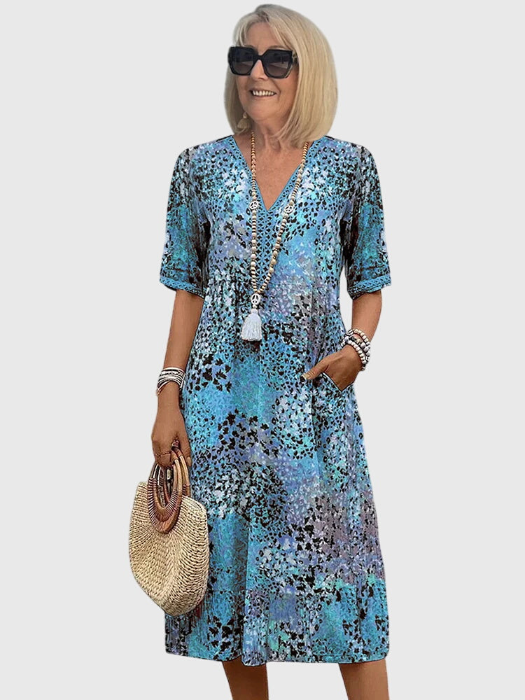 Alexi | Women's Lightweight Floral Midi Dress | Elegant Summer Cocktail Dress view 3