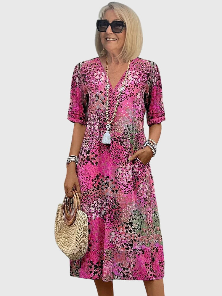 Alexi | Women's Lightweight Floral Midi Dress | Elegant Summer Cocktail Dress view 4