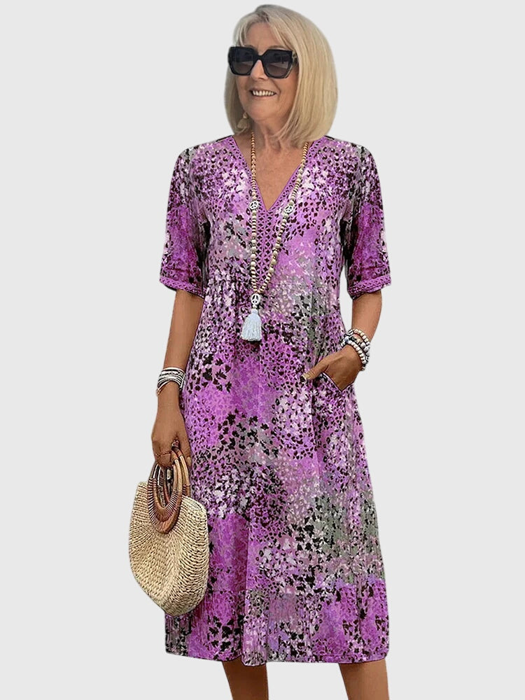 Alexi | Women's Lightweight Floral Midi Dress | Elegant Summer Cocktail Dress view 5