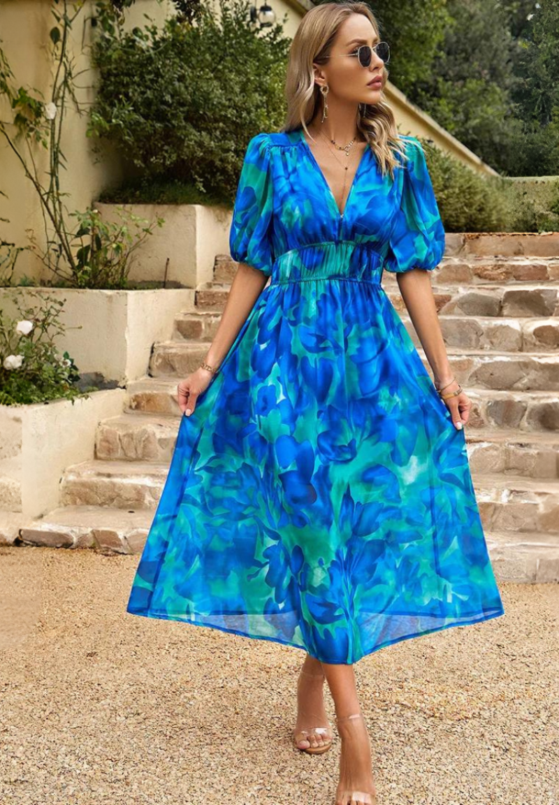 Regina | Women's Lightweight Floral Midi Dress view 6