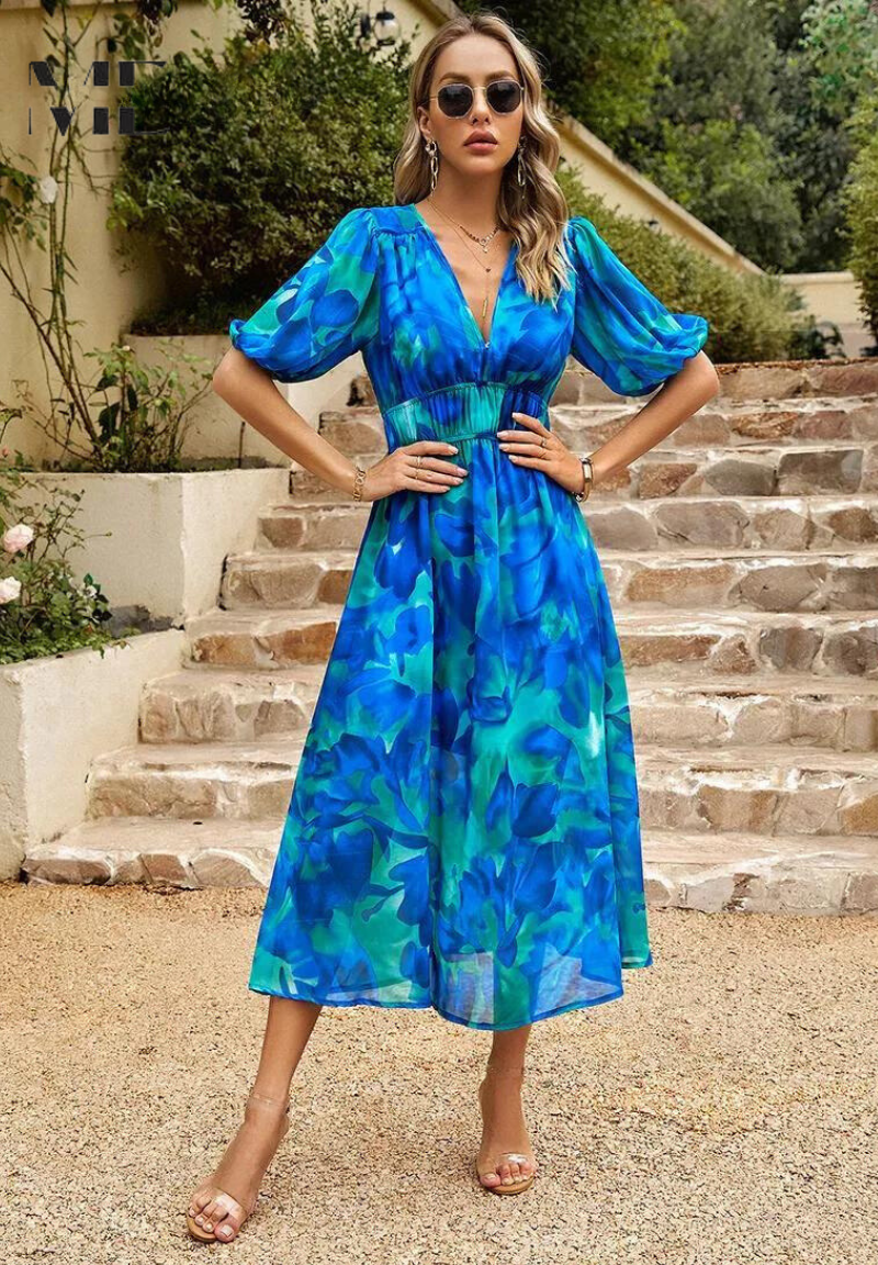 Regina | Women's Lightweight Floral Midi Dress view 10