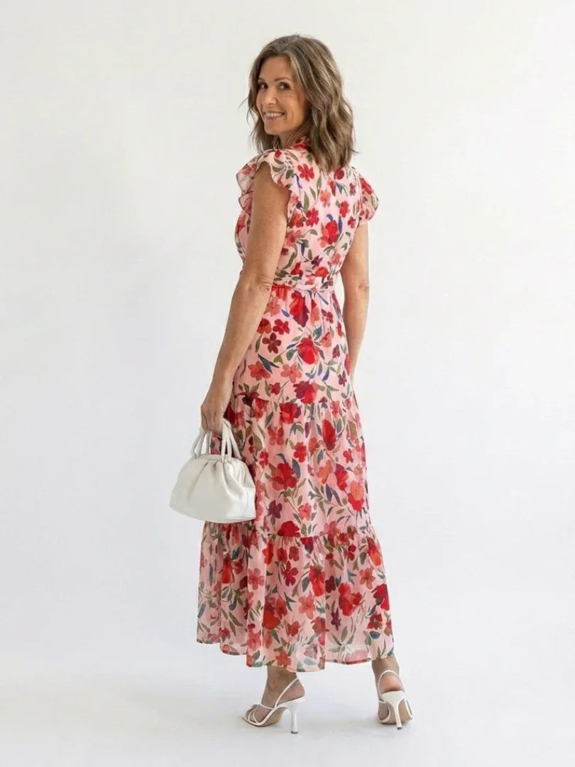 Queenie | Floral Flutter Sleeve Midi Dress view 8