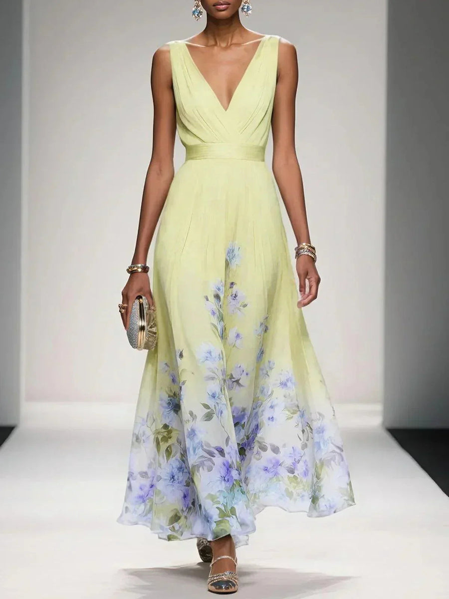 Linda | Women's Lightweight Floral Print Maxi Dress view 3