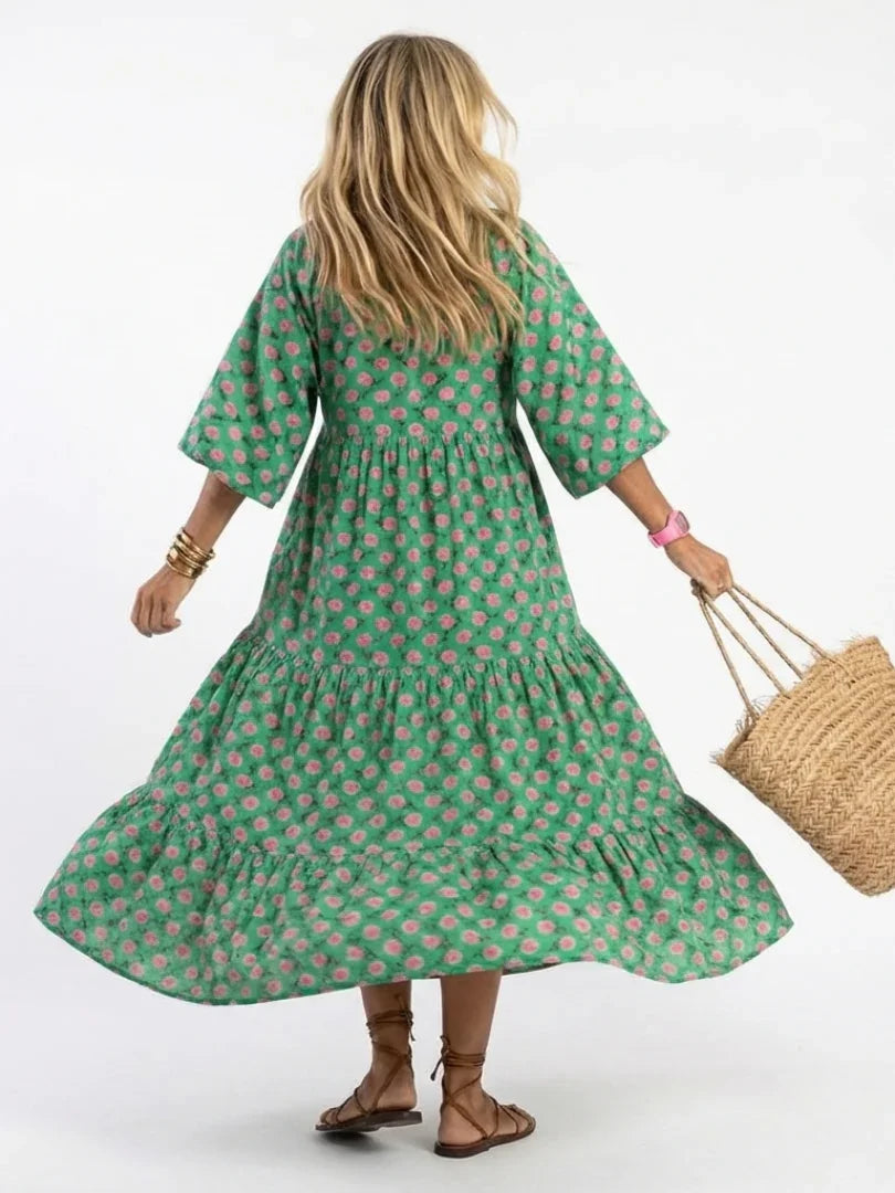 Celestine | Floral Tiered Midi Dress view 3