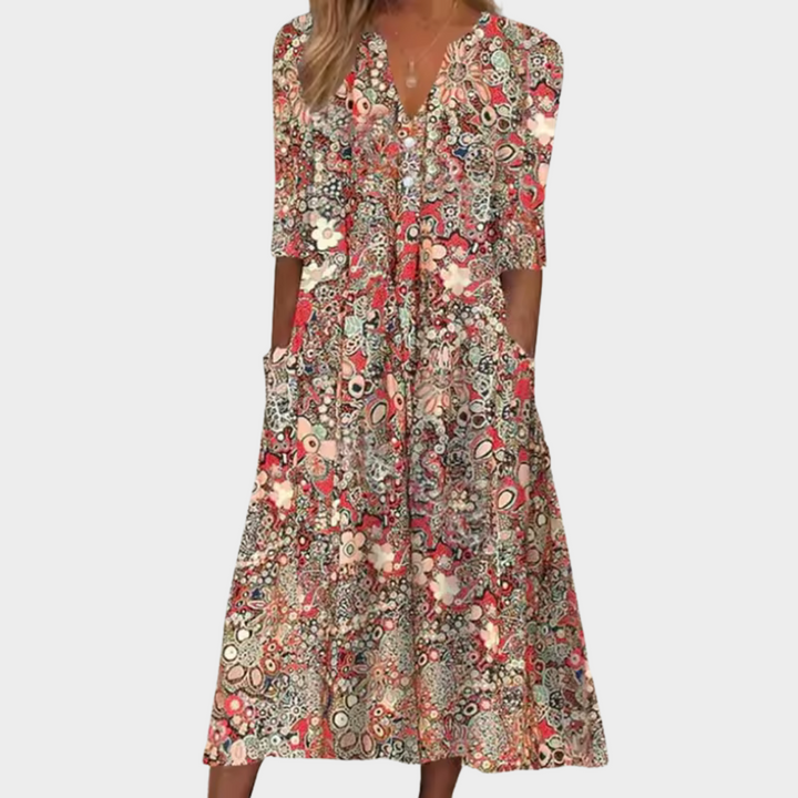 Women's Lightweight Floral Print Summer Dress | Elegant Loose-Fit Casual Outfit 0