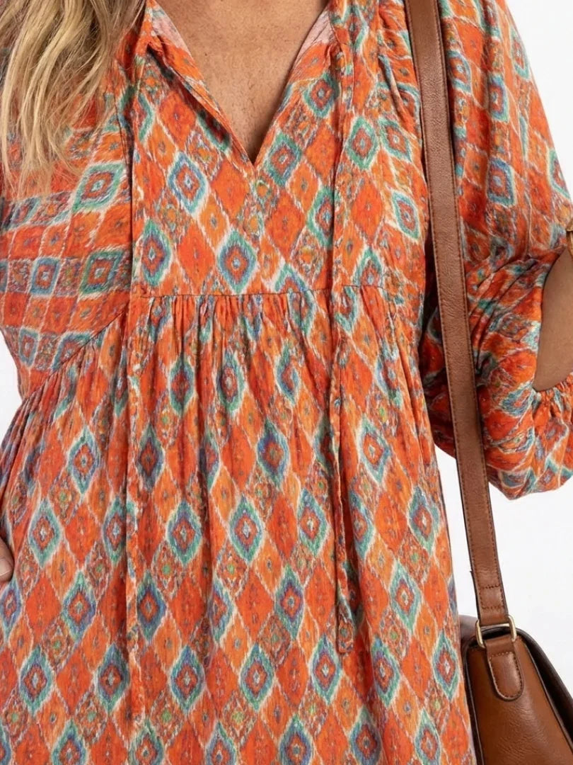 Amaryllis | Tiered Geometric Print Midi Dress view 3