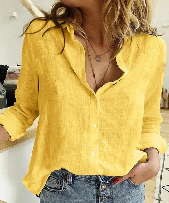 Eleanor | Women's Lightweight Linen Bird Print Blouse view 2