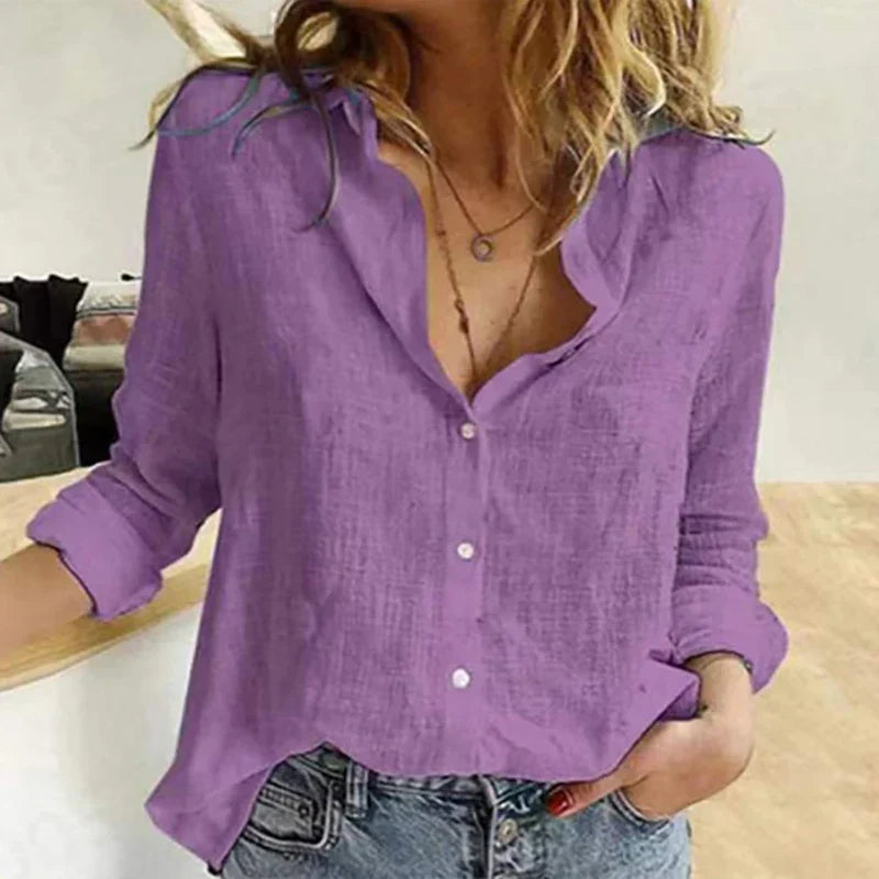Eleanor | Women's Lightweight Linen Bird Print Blouse view 4