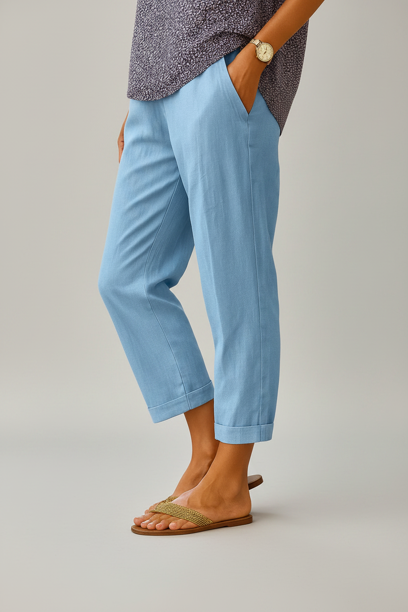 Women's Lightweight Linen Trousers | Elegant Relaxed Fit Summer Pants view 5