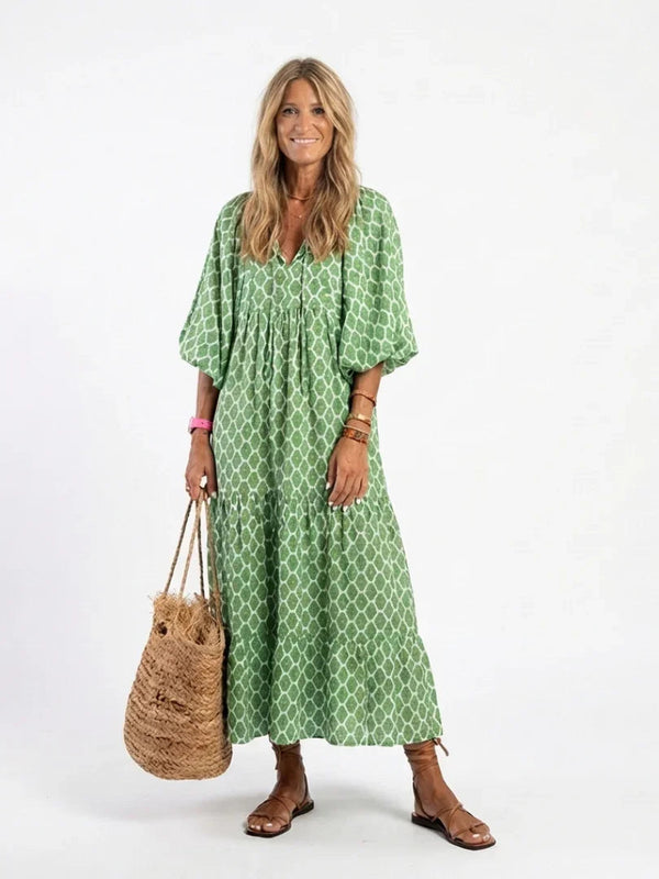 Jessamine | Patterned Tiered Midi Dress